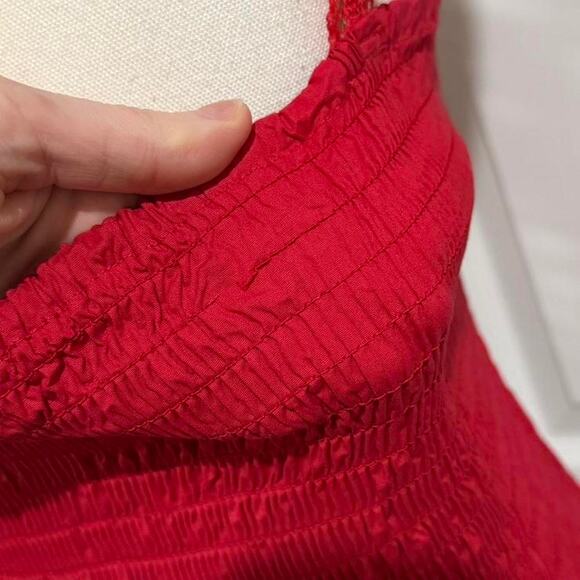 VTG Y2K Clk Clk Clk Red Lace Up Ruffle Lace Smocked Bustier Top w Padding S - Picture 6 of 8